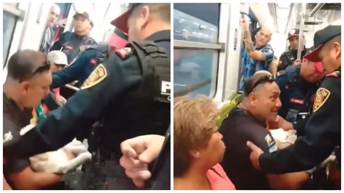 Video: Sacan a la fuerza a usuario del Metro por llevar a perrito, presuntamente herido, entre sus piernas