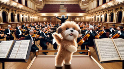Perros dirigen orquesta con sus colas