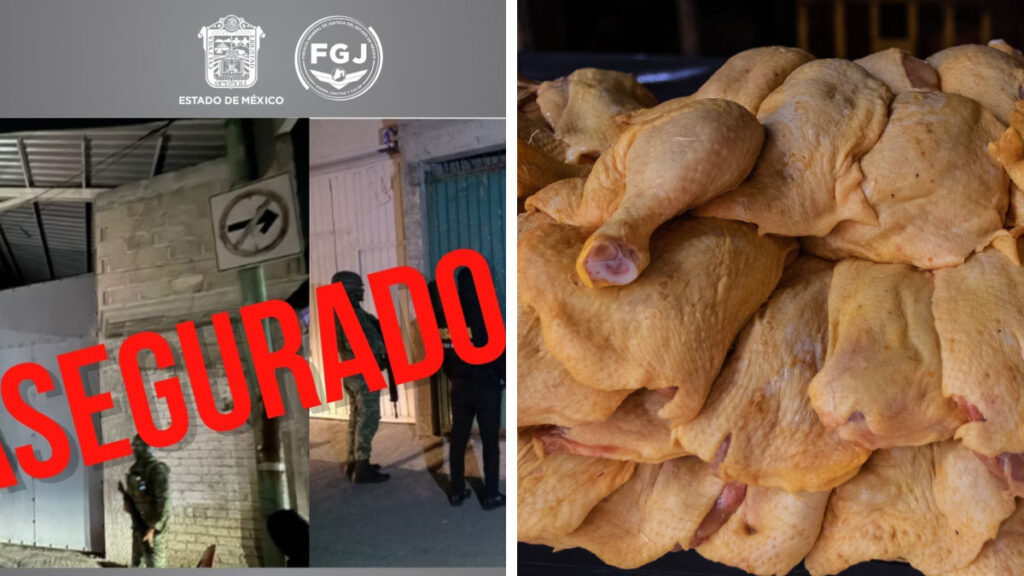 Aseguran pollo contaminado con sustancias cancerígenas en Toluca