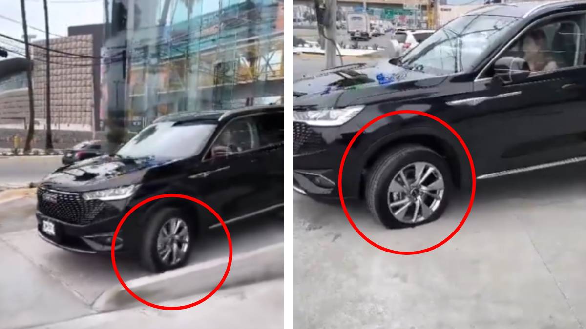 VIDEO: estrena auto, lo saca de la agencia y poncha llanta tras golpearla con rampa