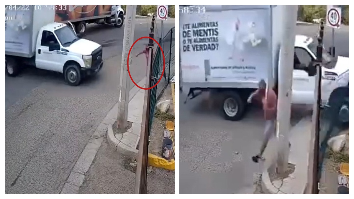 Por un pelito: hombre se salva de ser atropellado por una camioneta en Tijuana 