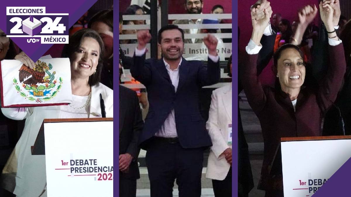 Posterior a los ganchos en el primer debate presidencial 2024, candidatos dieron sus impresiones en la entrada del INE