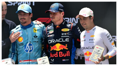 Checo Pérez se lleva el tercer lugar y Max Verstappen el primero en la carrera sprint del GP de Miami
