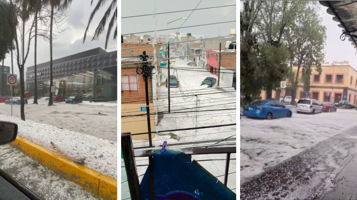 Autos, bajo hielo: granizada sorprende capital de Puebla; activan protocolos de atención