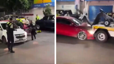 mujer intenta evadir reten e impacta coche con grúa en Iztapalapa