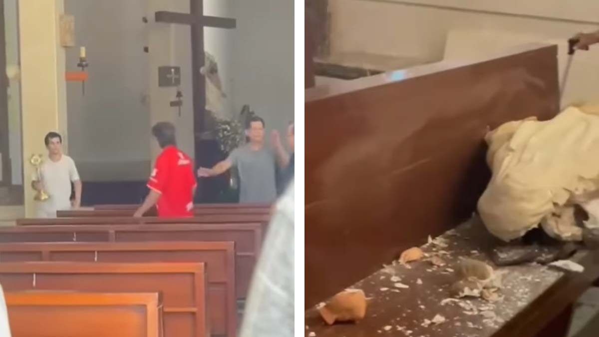 “Me envió la Santa Muerte”: joven interrumpe misa en Culiacán y destruye figuras