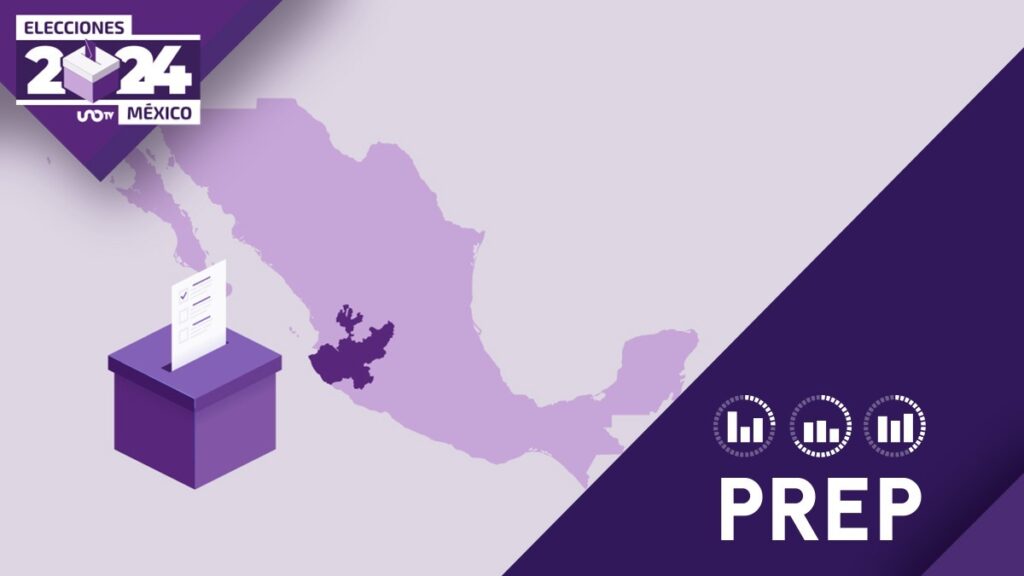 Resultados PREP Elecciones: Mapa de la México con Jalisco resaltado, a lado de una urna electoral