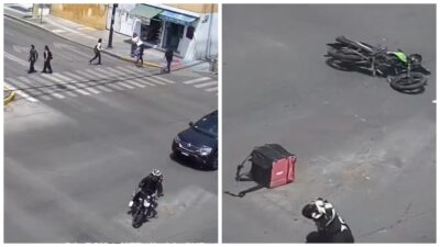 Por vuelta prohibida: motociclista es impactado por coche ¡y resulta ileso! en Puebla