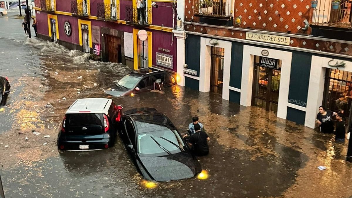 Imágenes: Tromba deja caída de árboles e inundaciones en Puebla