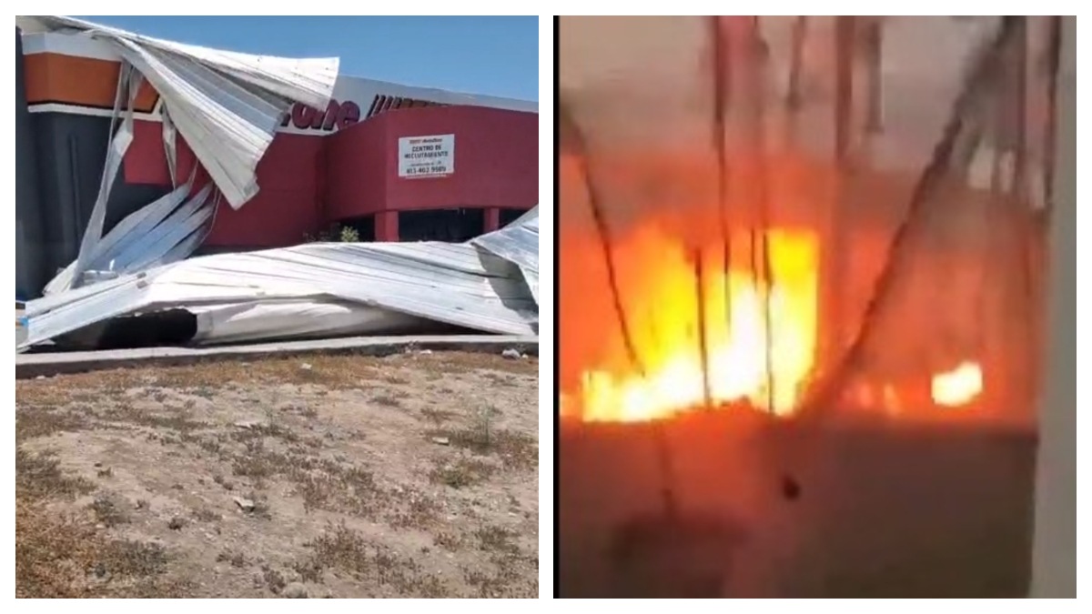 Imágenes: fuerte viento derriba techos, tira postes y provoca incendio en Saltillo y Piedras Negras