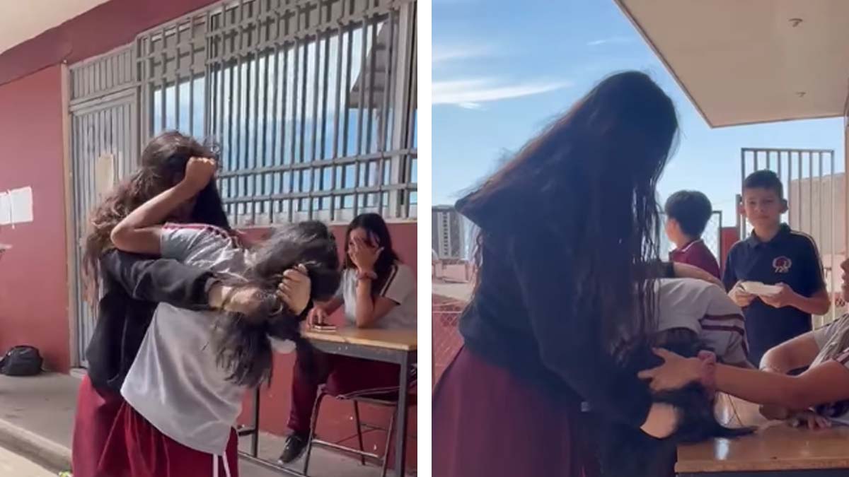¡Brutal golpiza! Captan a alumna de secundaria golpeando a una compañera en Culiacán