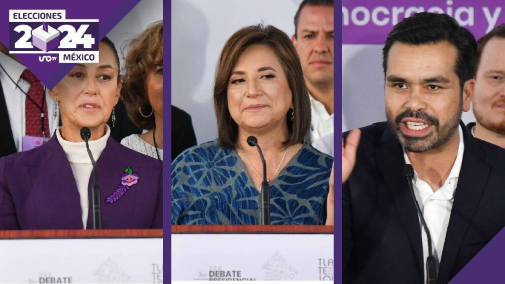 Sheinbaum, Máynez y Gálvez en el tercer debate presidencial