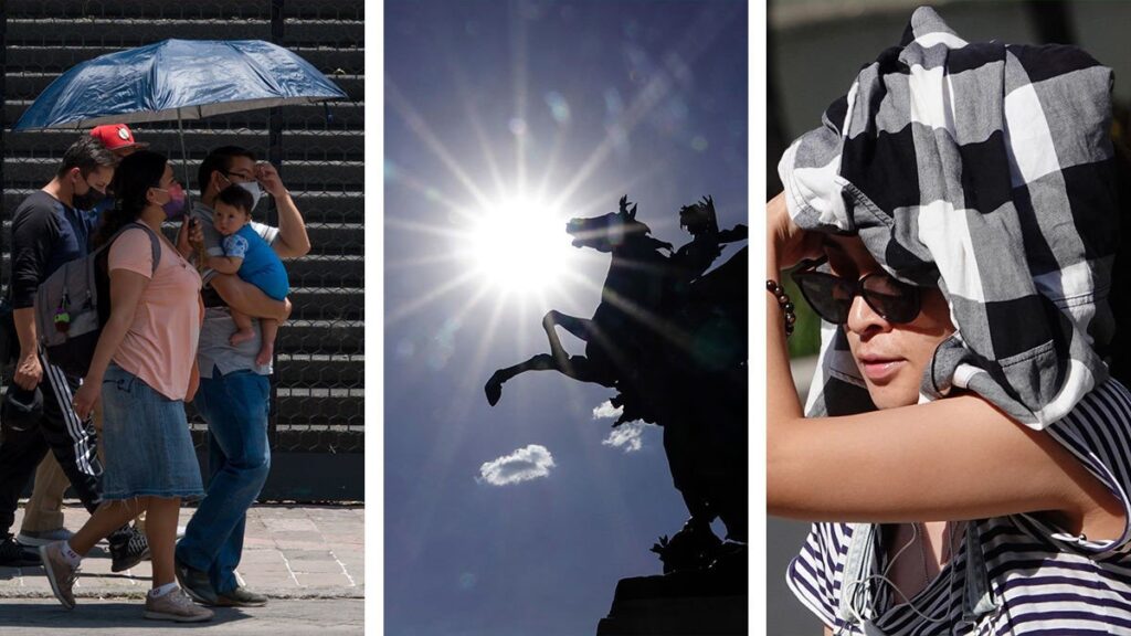 Composición de personas bajo el sol por la tercera ola de calor