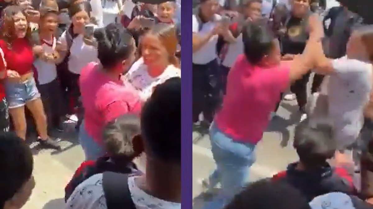 ¡Hay tiro! Madres pelean frente a estudiantes afuera de secundaria en Zapopan y se hacen virales