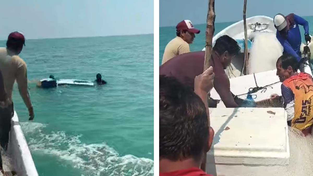 ¡Llevaban días en el agua! Rescatan a dos pescadores varados en el mar de Campeche