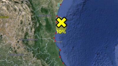 Golfo de México: zona de baja presión cerca de Tamaulipas