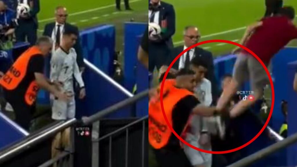 Un aficionado se lanzó de las gradas hacia CR7