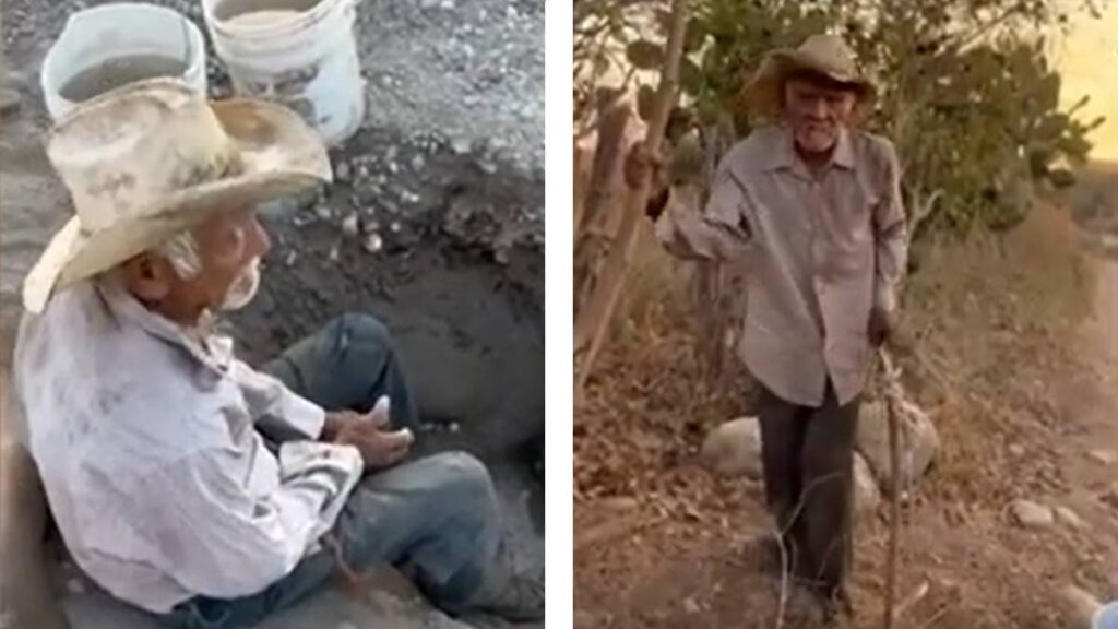 Don Esteban de 83 años hizo un pozo en la comunidad el Guayabito, en Sinaloa por la sequia