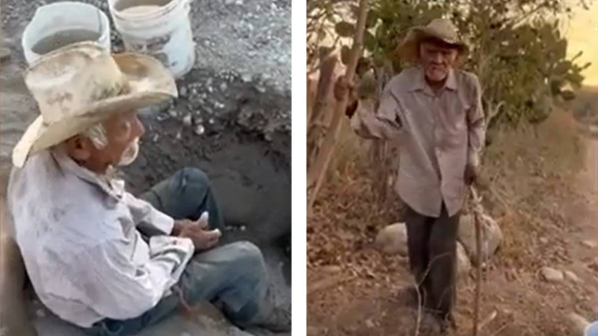 Sequía obliga a octogenario a cavar pozo para sacar agua en Sinaloa