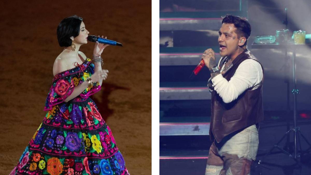 ¡Beso en el Auditorio Nacional! Christian Nodal y Ángela Aguilar desprenden corazones en el escenario