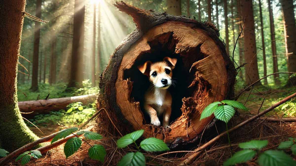 Perro queda atrapado dentro de un árbol y nadie sabe cómo llegó ahí