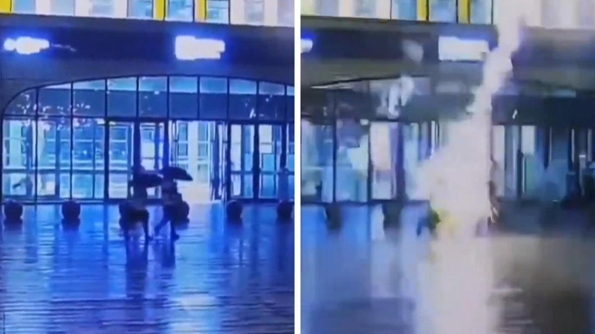 Salvado por un paraguas: impactante momento en que rayo cae sobre una persona en China