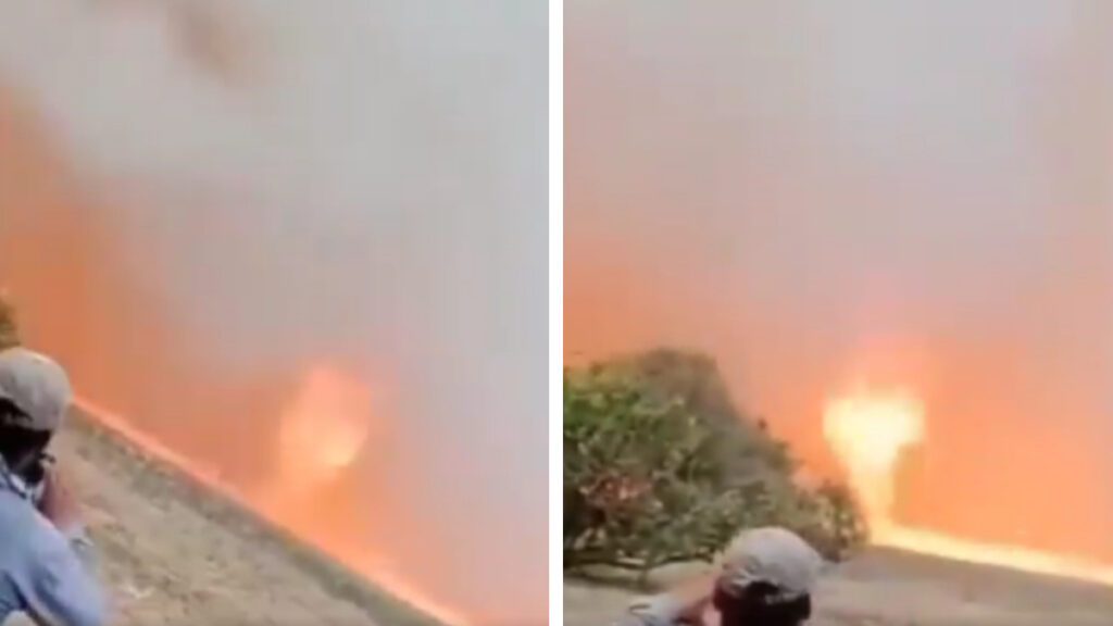 Remolino de fuego aparece en Veracruz