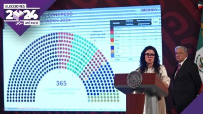 Luisa Maria Alcalde fue la encargada de ofrecer el color del mapa electoral. Cuartoscuro