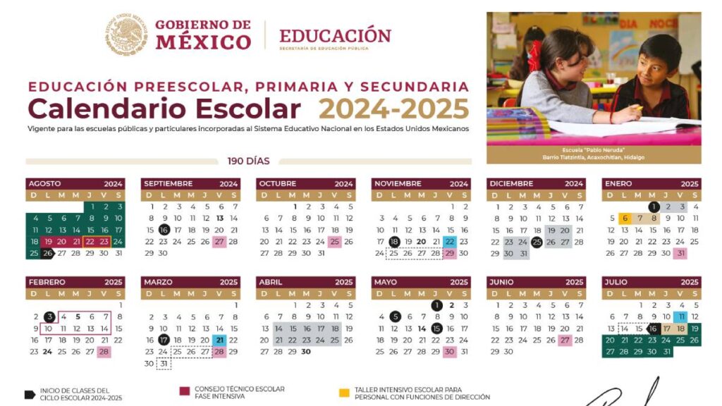 Nuevo calendario de la SEP 2024-2025