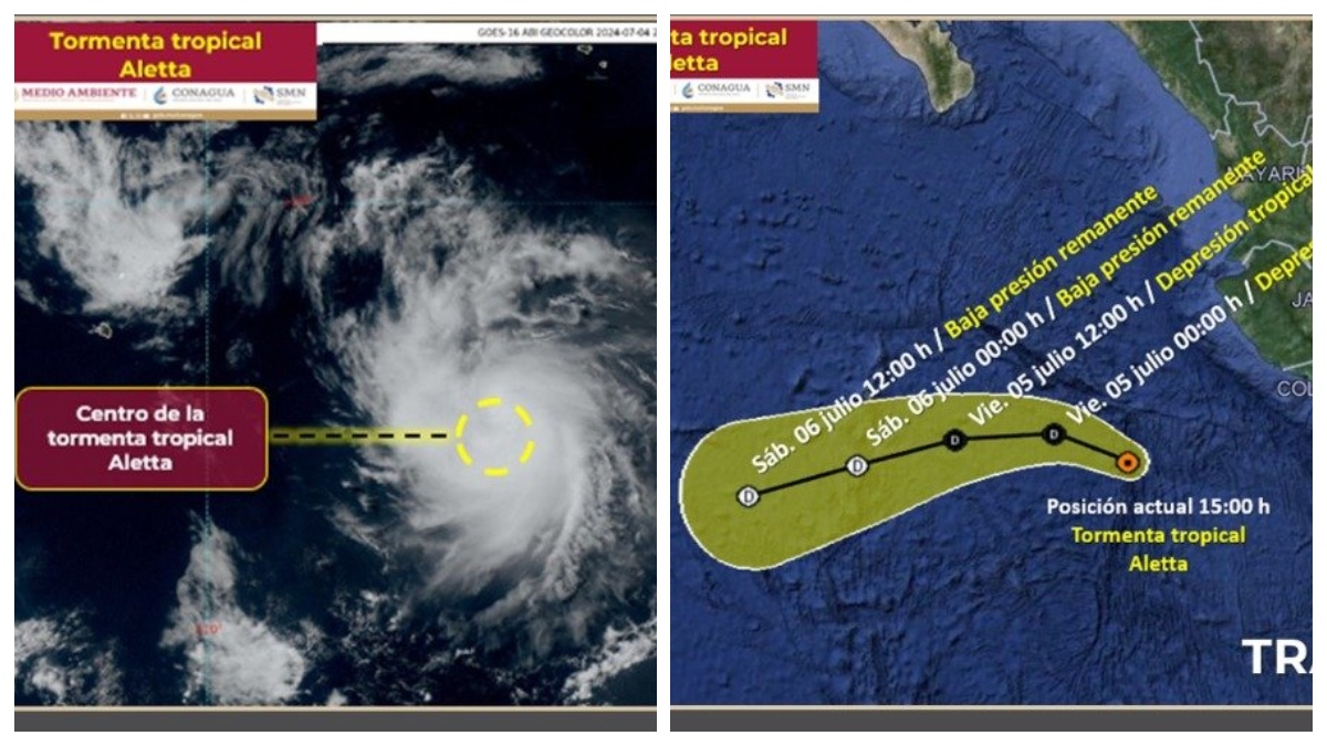 No sólo Beryl: ahora se forma tormenta tropical Aletta en el Pacífico; pronostican lluvias en estos estados