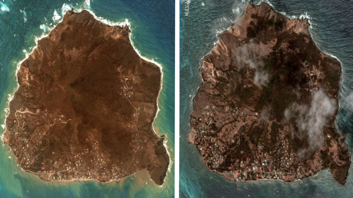 Antes y después en Petite Martinique: Beryl deja estela de destrucción