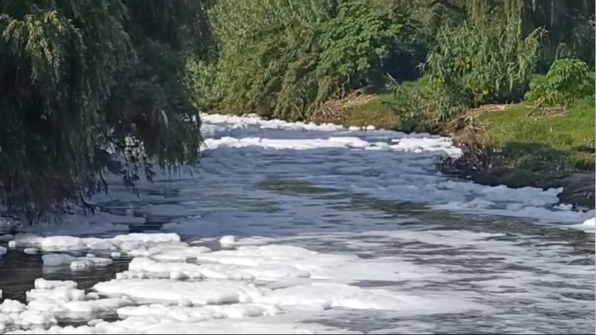 Como si saliera de la lavadora: reportan espuma en el Río Atoyac y en dren de la Presa de Valsequillo, en Puebla