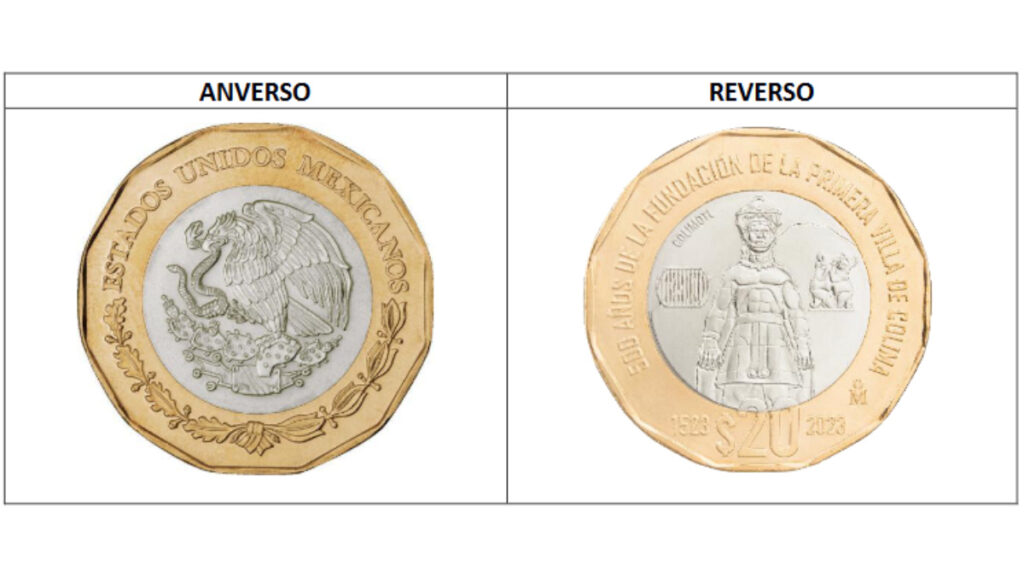 características de la moneda de 20 pesos