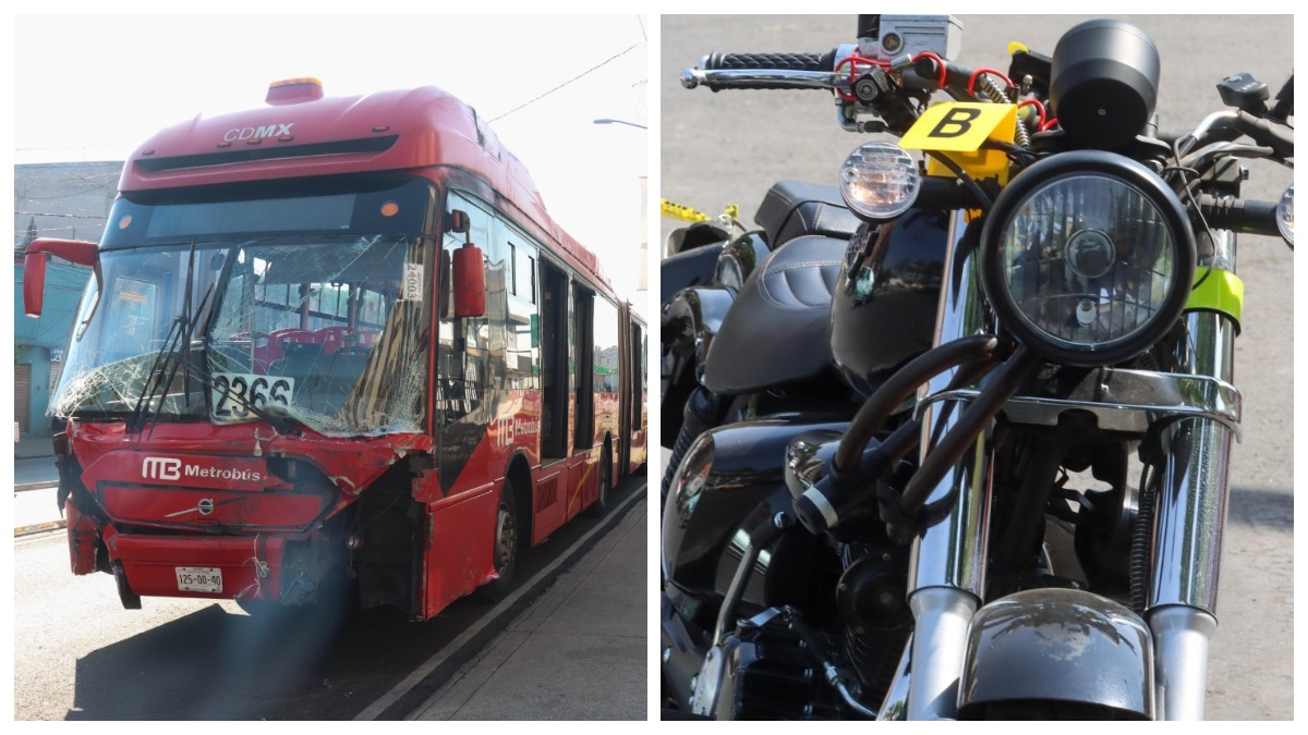 ¡A nada de tragedia! Metrobús frena de emergencia para no arrollar a motociclista en CDMX