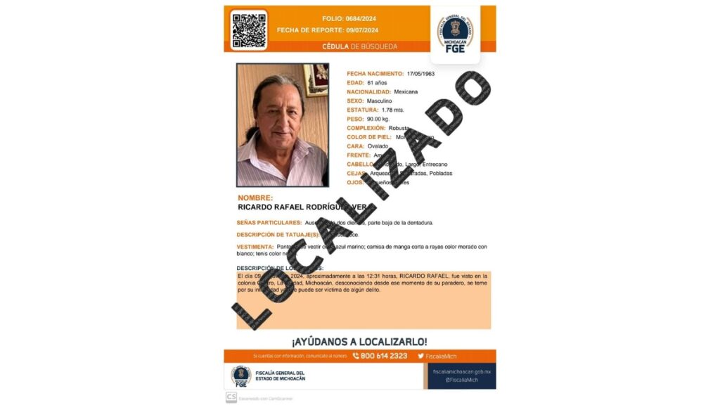 Ricardo Rafael Rodríguez: localizan en Michoacán, con vida, al periodista tras desaparición