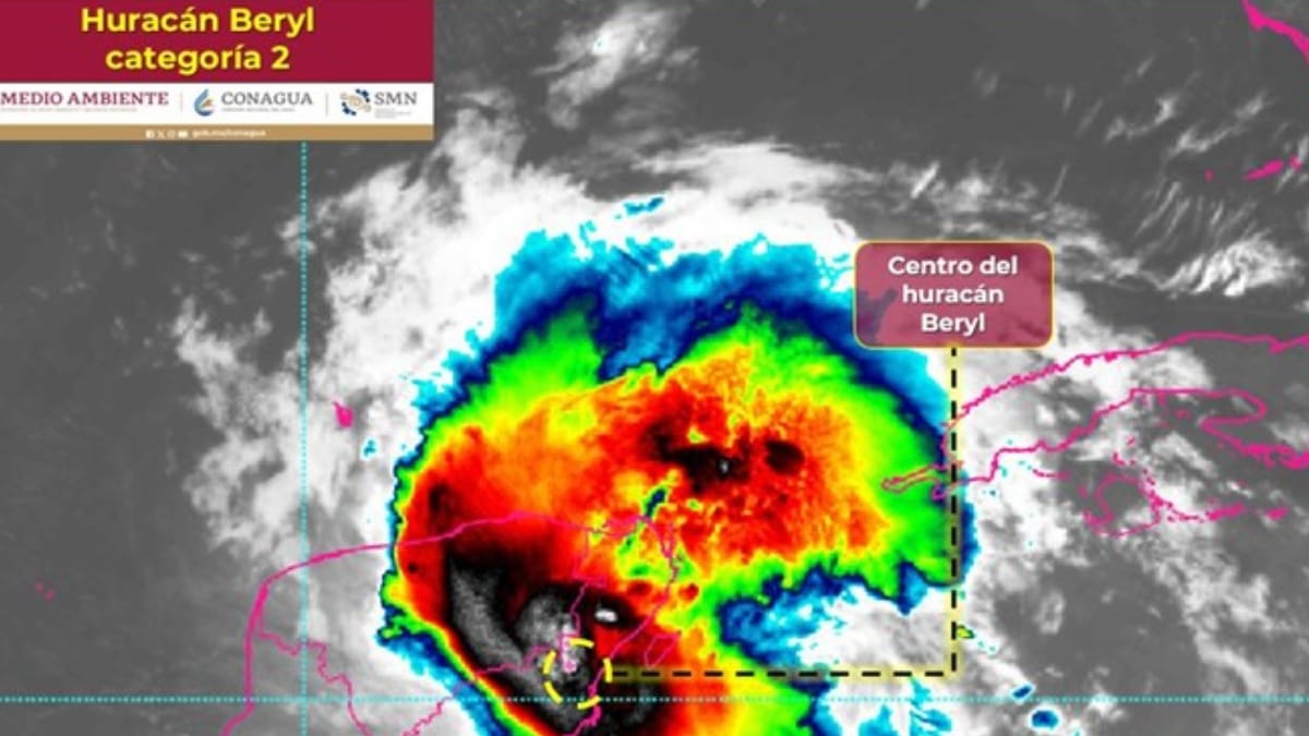 Huracán Beryl toca tierra en Tulum, Quintana Roo, como categoría 2 y con vientos de 175 km/h