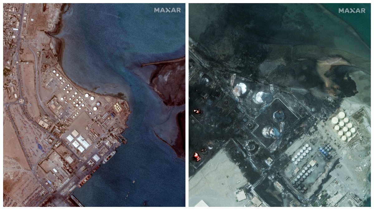 Impactantes imágenes: Antes y después del bombardeo de Israel en Yemen