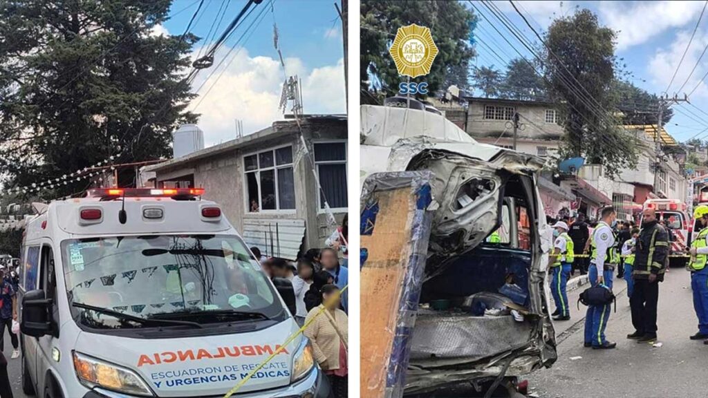 Dos muertos y 11 lesionados tras choque entre unidades de transporte público en Cuajimalpa, CDMX