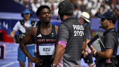 Jeremiah Azu fue descalificado en Paris 2024 y su reacción se hizo viral