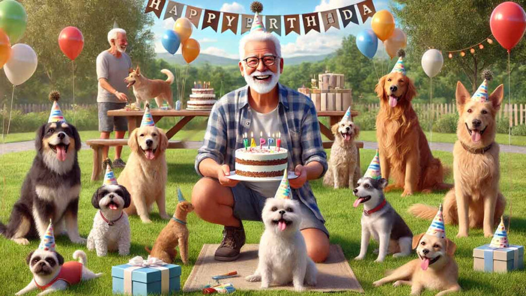 Señor celebra el cumpleaños de su perro en el parque e invita a los lomitos que iban pasando para cantarle las mañanitas