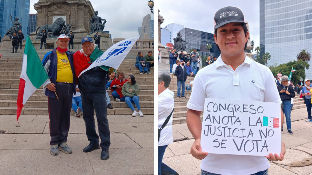 Manifestantes reunidos en el Ángel de la Independencia