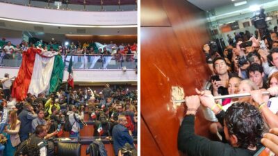 Manifestantes en contra de la reforma al Poder Judicial irrumpen en el Senado