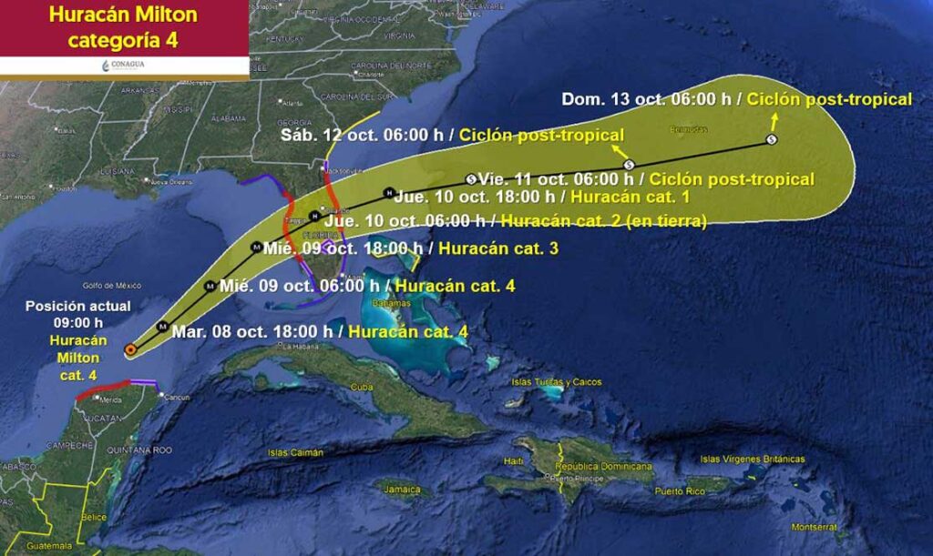 Huracán Milton amenaza con más daños: ve ruta y estados en riesgo