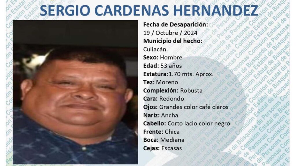 Autoridades buscan a Sergio Cárdenas Hernández.