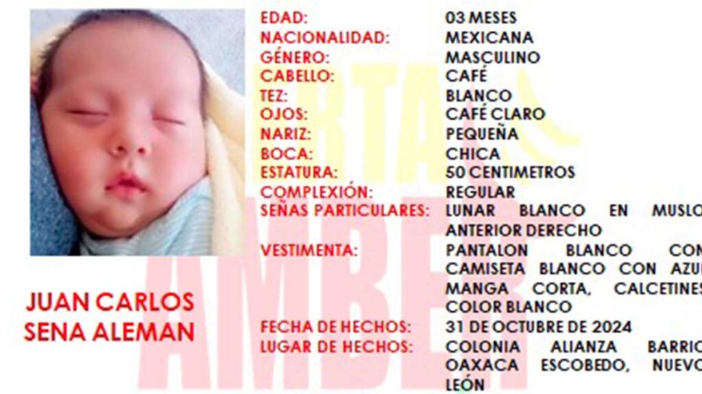 Buscan a un bebé en Escobedo, Nuevo León.