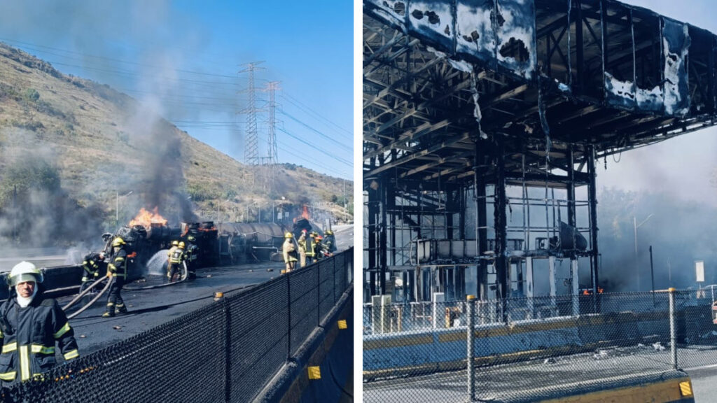 Explota pipa de Pemex en la autopista Chamapa-Lechería. Foto: SS Edomex.