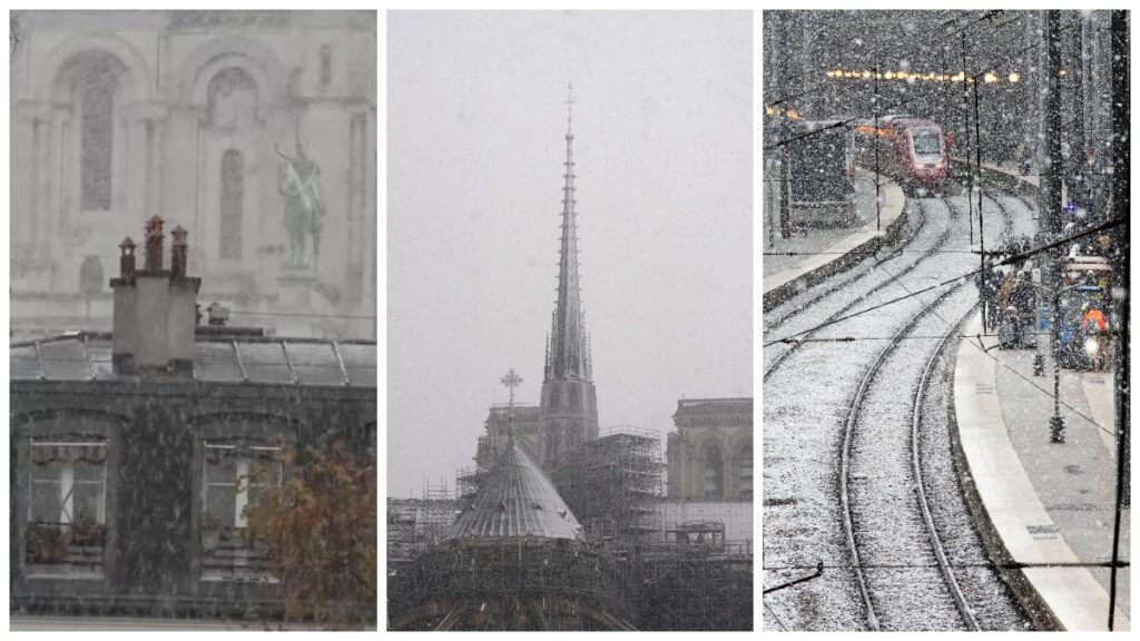 París se pinta de blanco por nevada y deja imágenes inesperadas antes del invierno