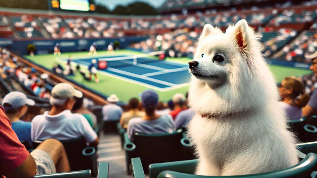 Perrito es captado disfrutando de un partido de tenis con todo y mirada en la pelota