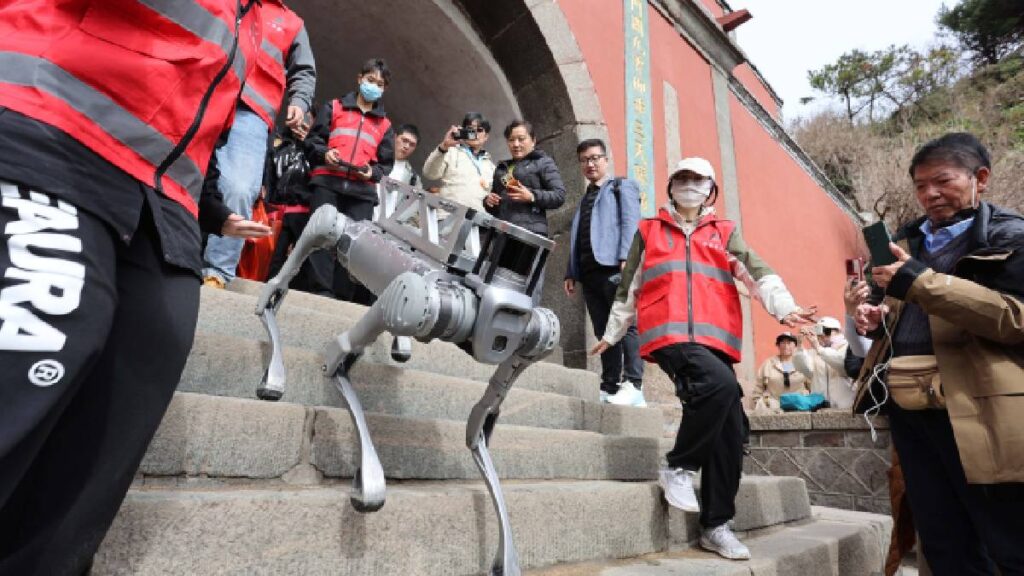 perros robot en China limpian en Monte Tai