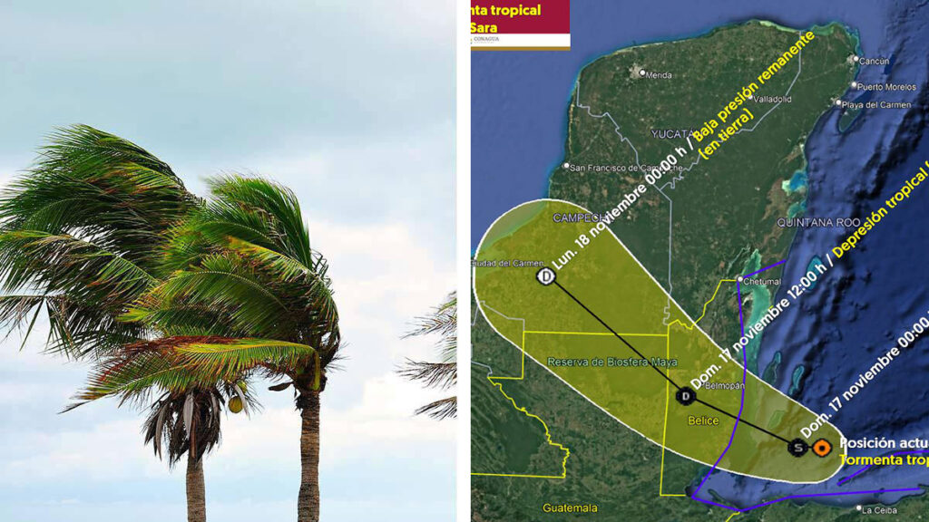 Alerta por tormenta tropical Sara: estados y trayectoria en tiempo real